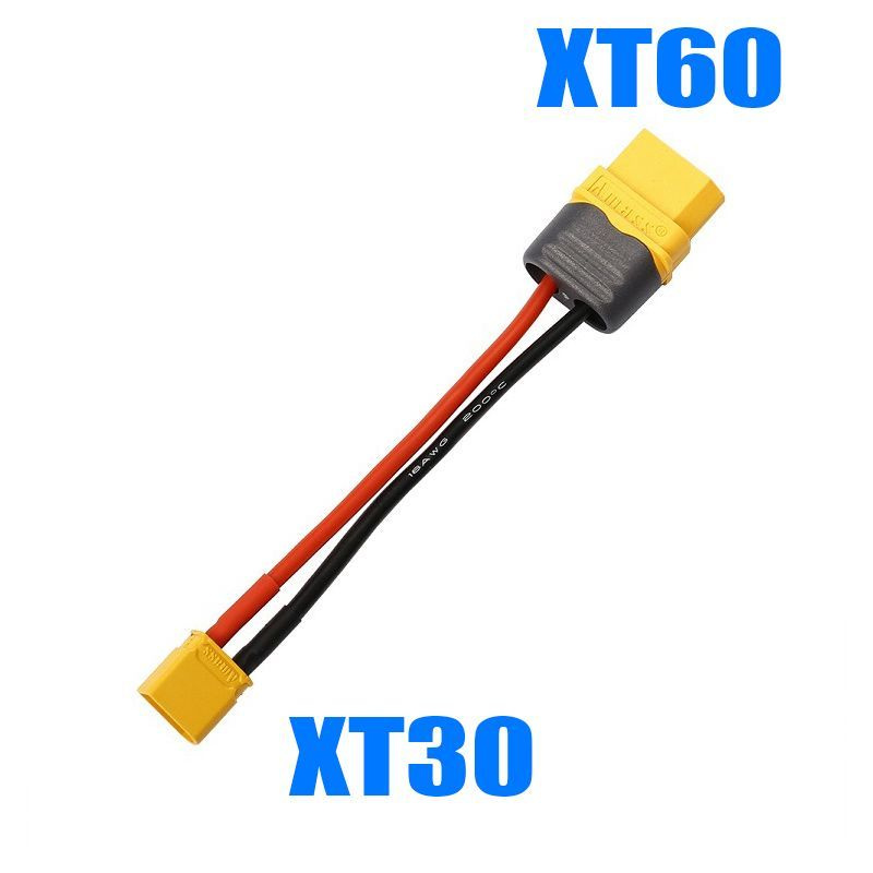 Переходник XT30 папа на XT60 мама / с кабелем 10см / 16AWG (XT30U-M to XT60H-F)  #1