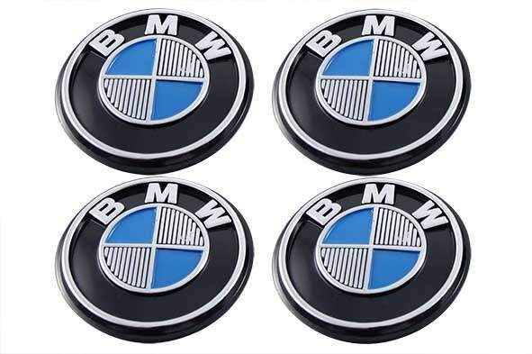 Наклейки на диски пластиковые рельефные 60 мм 4 шт / Стикеры на колпачки дисков BMW черные  #1