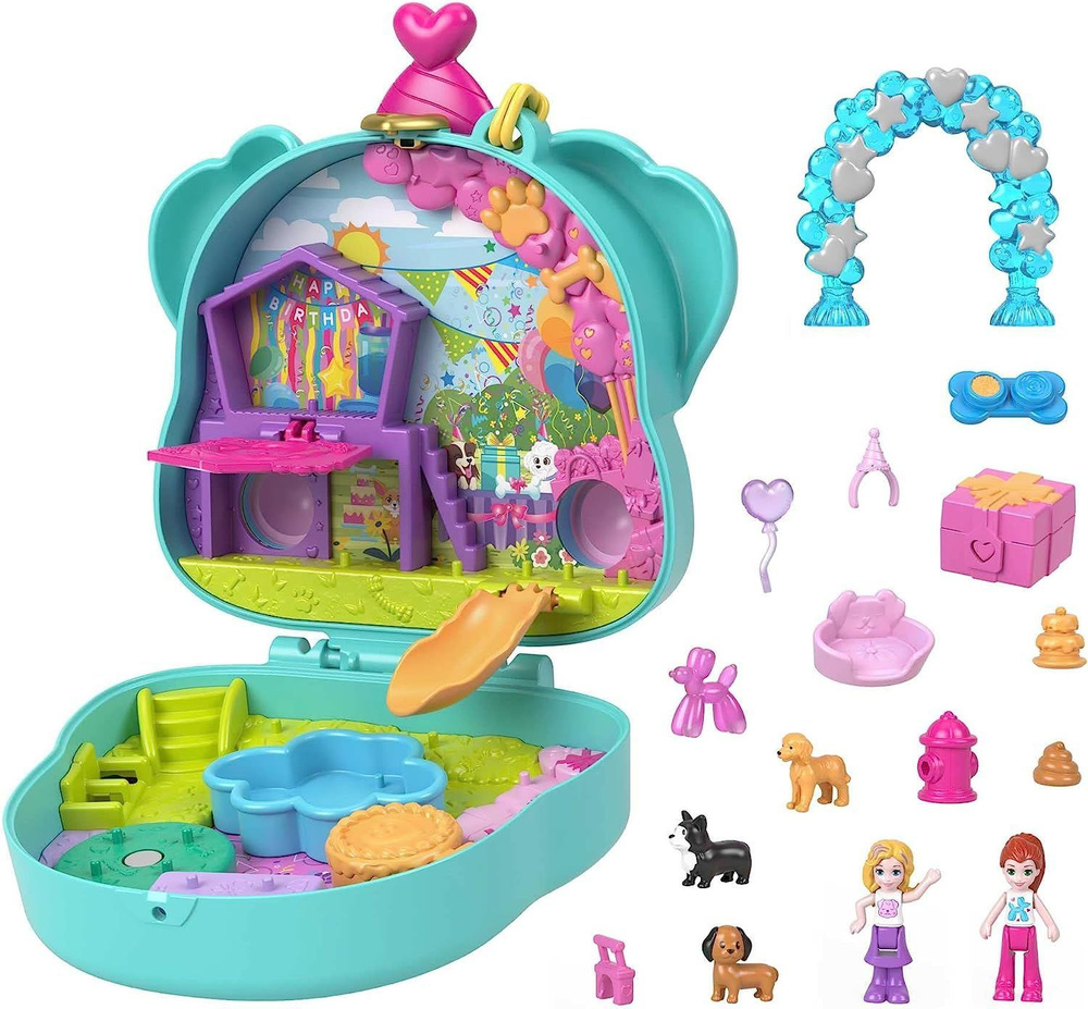 Polly Pocket HKV30 игровой набор Собака Dog Party Box с 2 маленькими куклами  #1