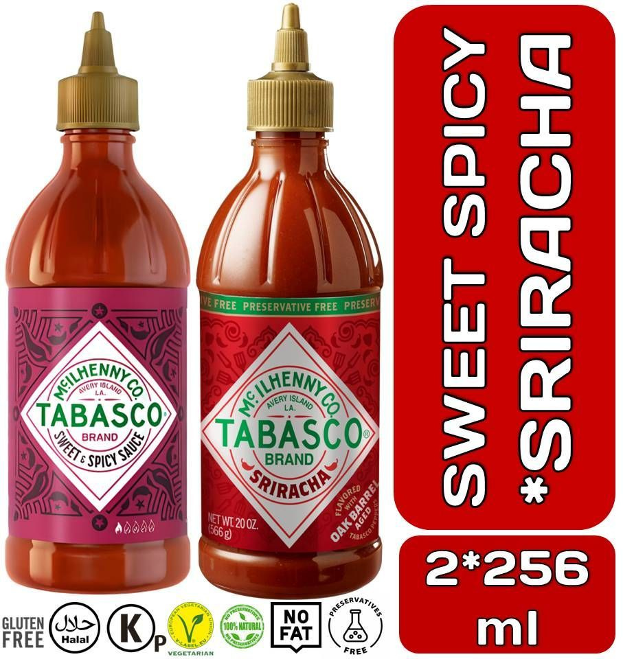 СЕТ TABASCO Соус СЛАДКО ОСТРЫЙ 256мл + ШРИРАЧА 256мл Mc.Ilhenny CO. США  #1