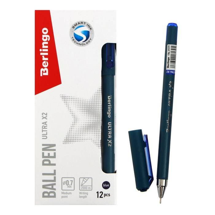 Ручка шариковая Berlingo Ultra X2, 0.7 мм, игольчатый стержень, синяя, 12 шт.  #1