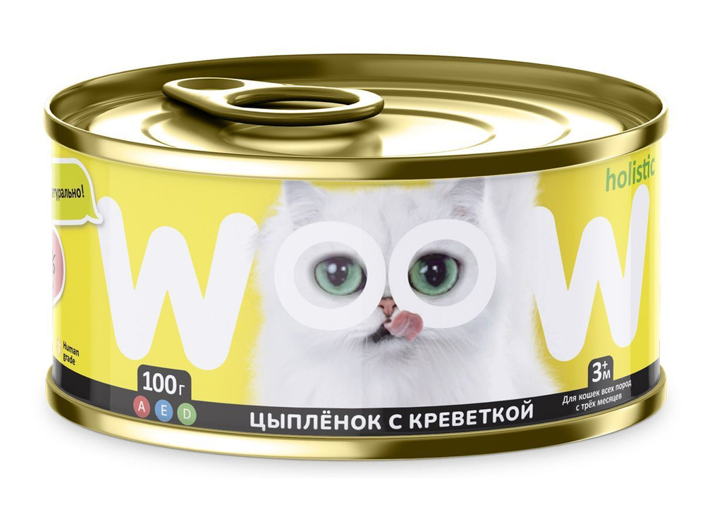 Корм для кошек WOOW филе в желе цыплёнок с креветкой 100гр #1