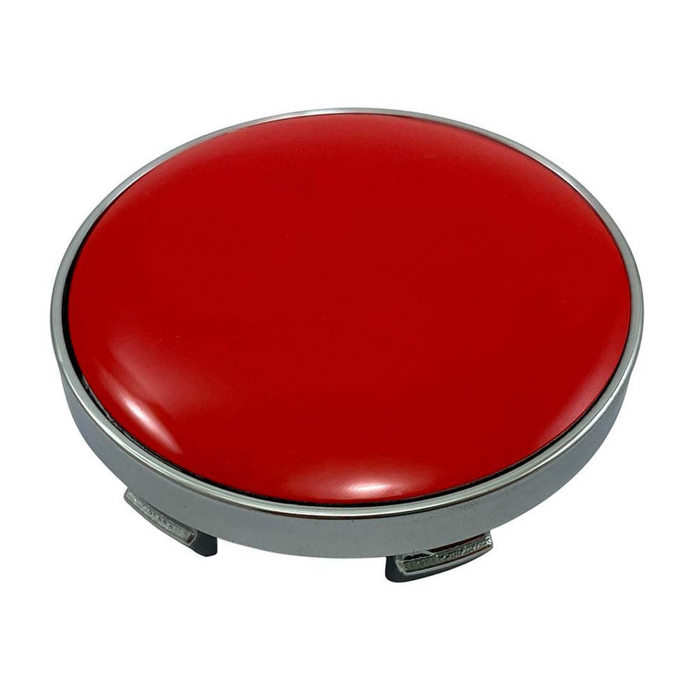 Колпачок на литые диски 60/56/9 мм хромированный-1 шт / Заглушка ступицы м металлическим стикером красного #1