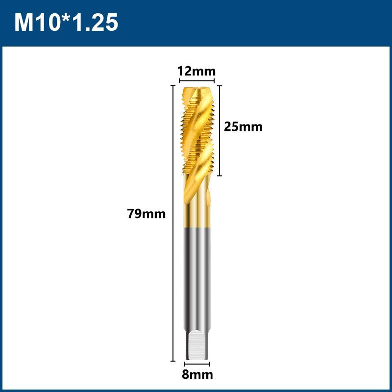 Метчик машинный XCAN HSS M10х1,25 с винтовой канавкой, титановое покрытие  #1