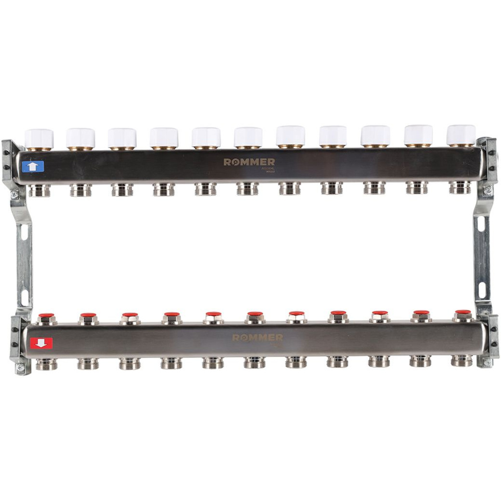 Коллектор для теплого пола ROMMER RMS-3200-000011 из нержавеющей стали без расходомеров 11 вых.  #1