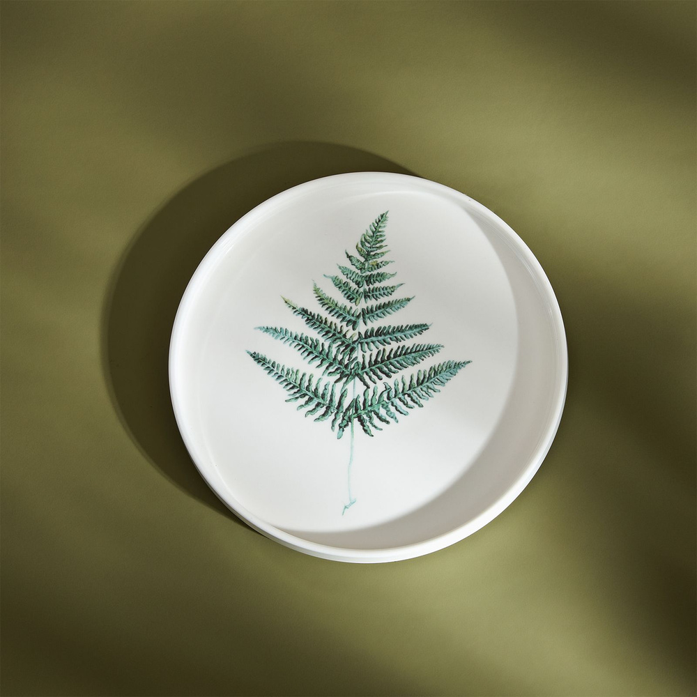 Тарелка Cozy Home "Plantoni" 20х20х2 см, цв.белый/зеленый, фарфор #1