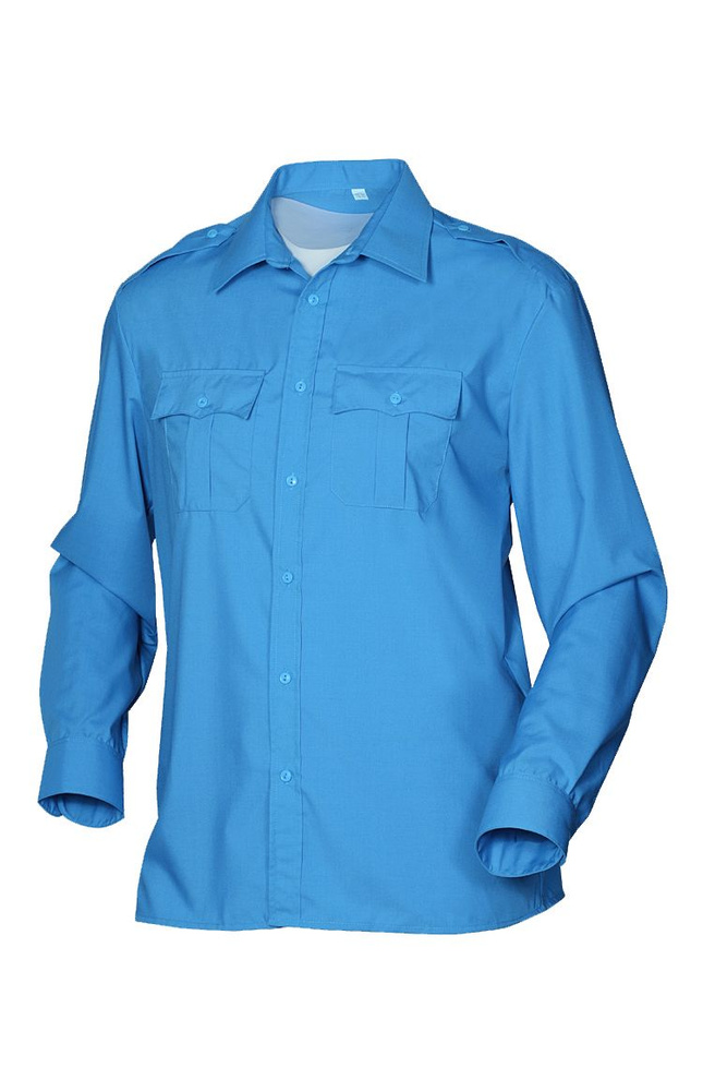 Рубашка мужская с длинным рукавом голубая #1