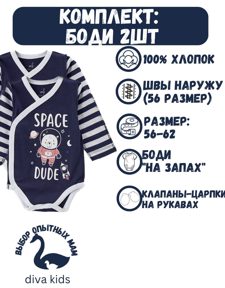 Комплект боди Diva Kids Космос, 2 шт #1