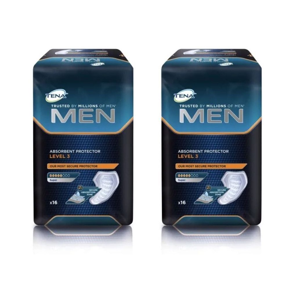Прокладки урологические для мужчин Tena Men Level 3 Super, 5 капель, 800 мл, 2 упаковки, 32 штуки  #1