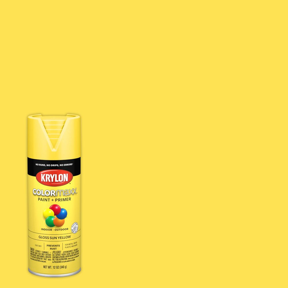 Krylon Аэрозольная краска Быстросохнущая, Глянцевое покрытие, 0.3 л, 0.34 кг, желтый  #1