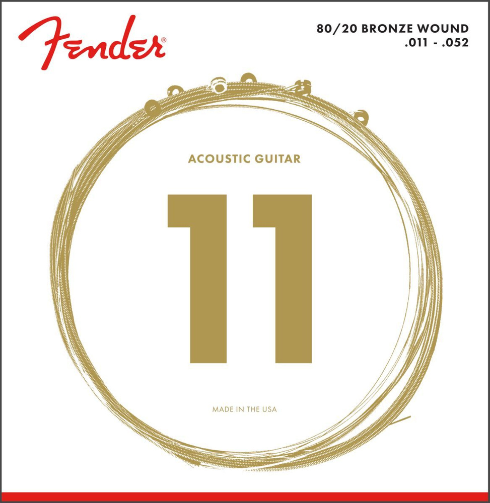 Струны для акустической гитары Fender 80/20 Bronze Acoustic Strings, Ball End, 70CL .011-.052 Gauges #1