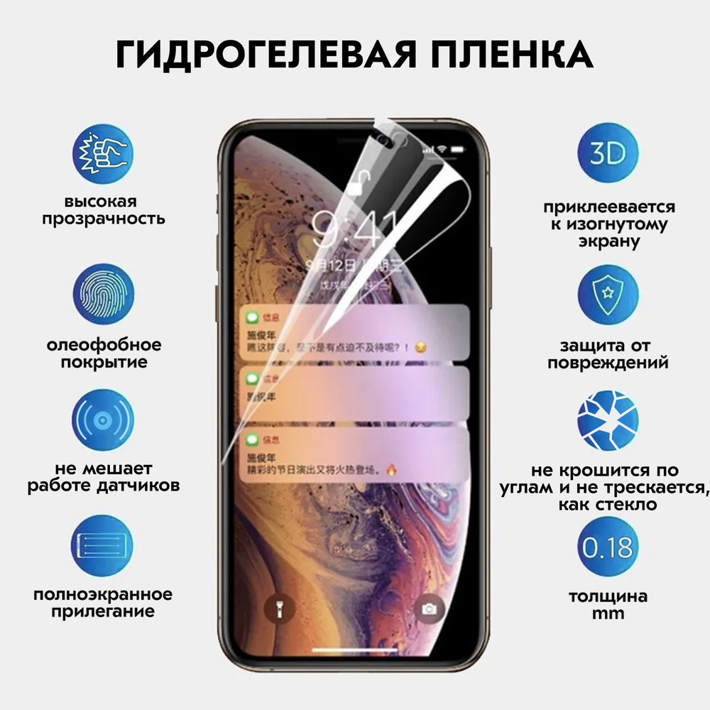 Гидрогелевая защитная плёнка (не стекло) iPhone Xs Max / 11 Pro Max  #1