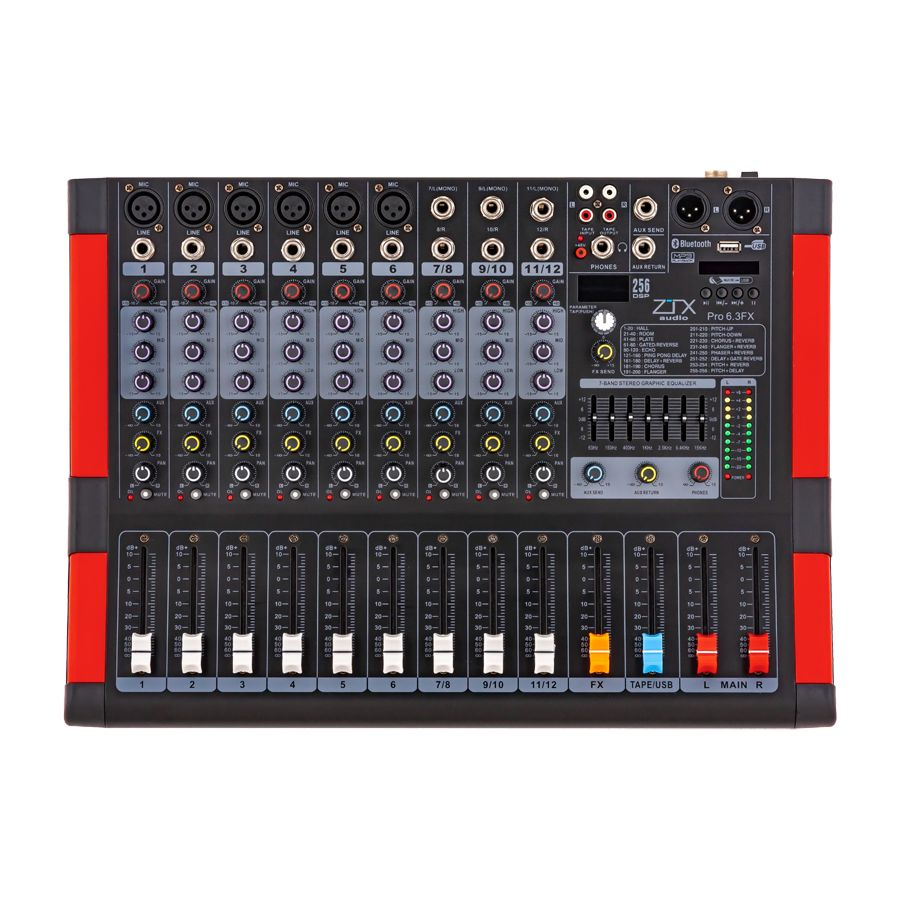 ZTX audio Pro 6.3Fx - Микшерный пульт 6mono, 3stereo канала с MP3/SD/DSP/BT/USB #1