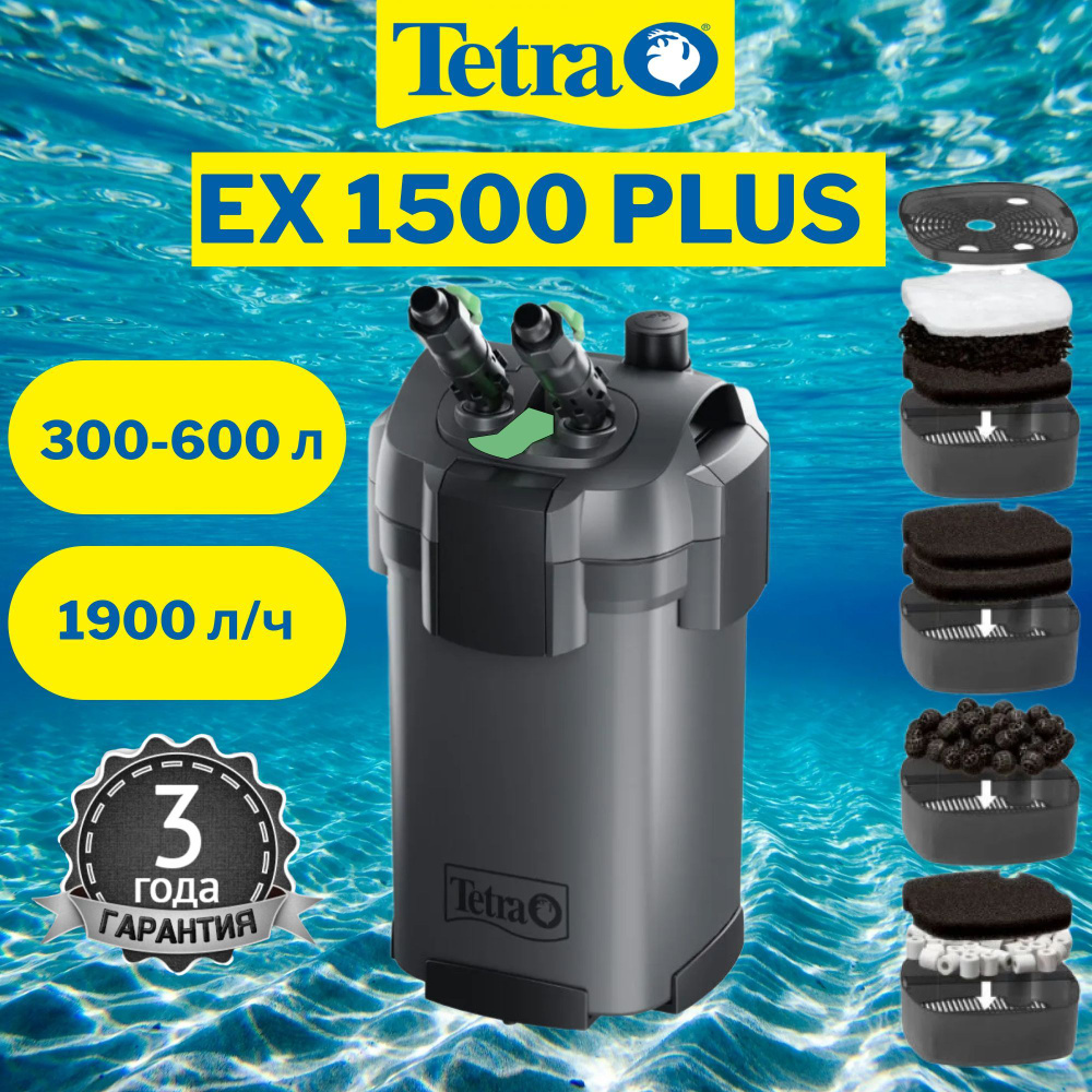 Внешний фильтр Tetra EX 1500 Plus для аквариумов 300 - 600 литров (1900 л/ч, 17,5 Вт)  #1