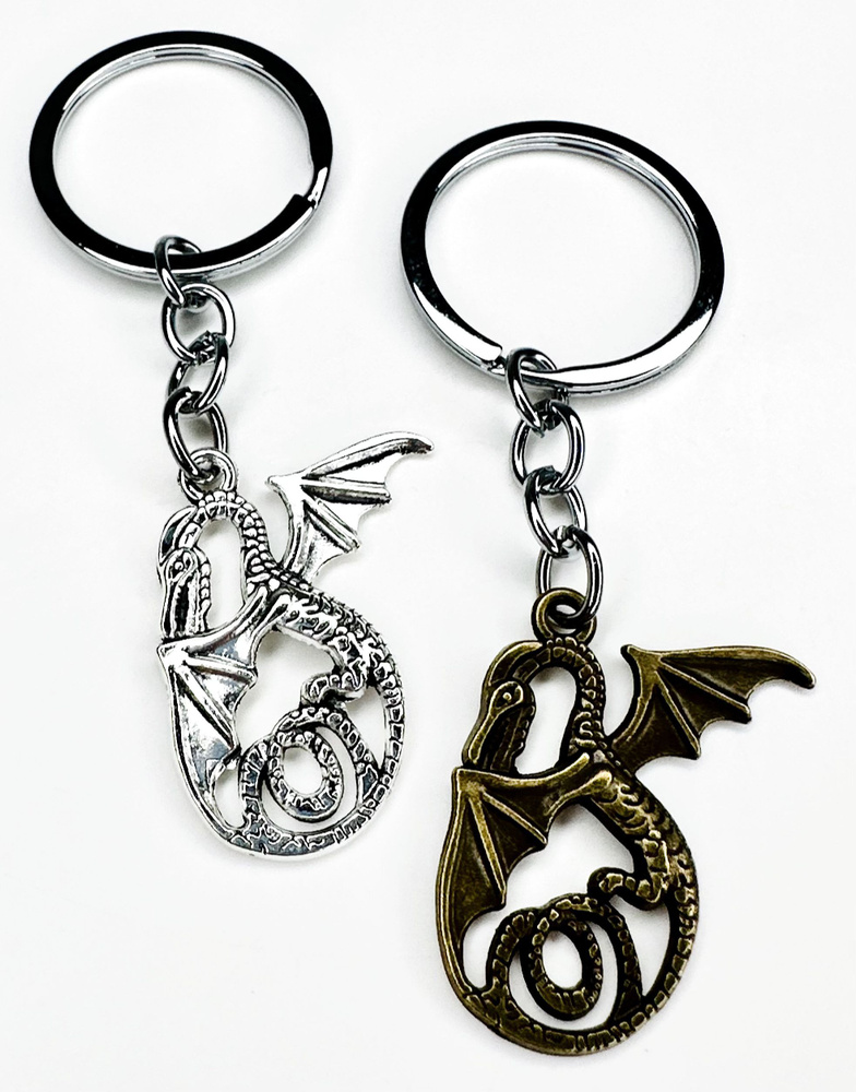 Брелок двойной для ключей для пары, для лучших друзей, брелки брелоки парные металлические, драконы, #1