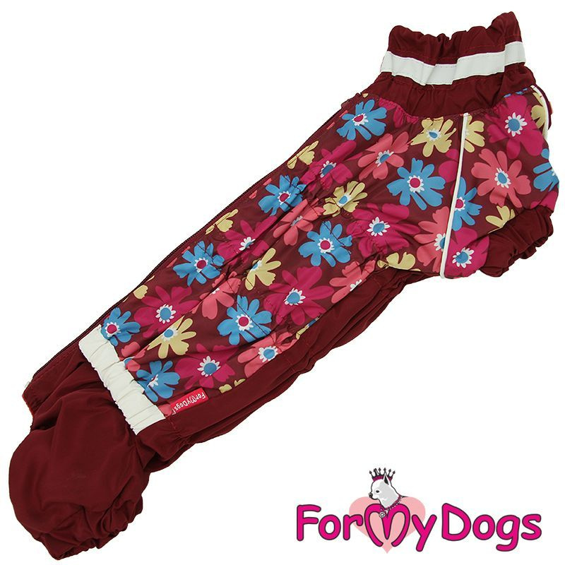 Комбинезон для такс ForMyDogs Маргаритки бордовый для девочек TDW0012-2022T F, Размер TС2  #1