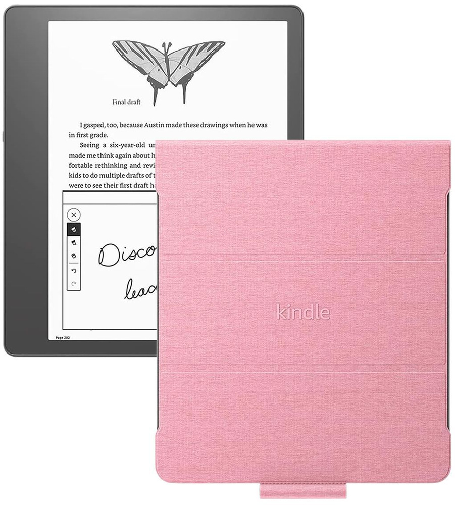 Amazon Kindle 10.2" Электронная книга Scribe 32Gb Premium + обложка Fabric, серый, розовый  #1