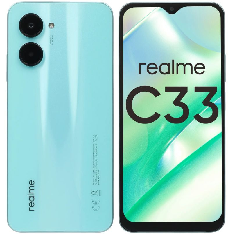 realme Смартфон C33 128 ГБ (6051886) голубой 4/128 ГБ, голубой #1