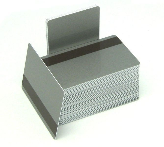 Заготовка пластиковой карты, шелкотрафаретное серебро 2204, с магнитной полосой LoCo, 500 штук  #1