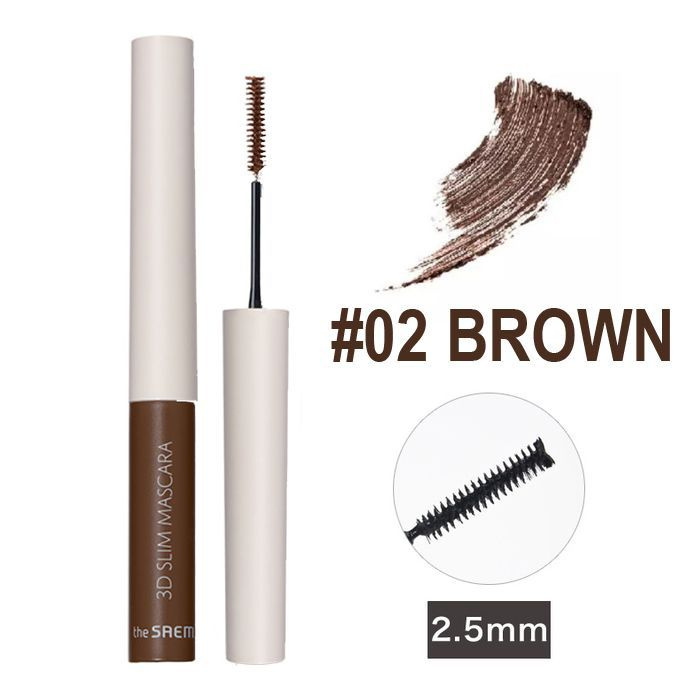 The Saem Тушь для ресниц с тонкой кисточкой 4г Saemmul 3D Slim Mascara, оттенок 02 Brown  #1