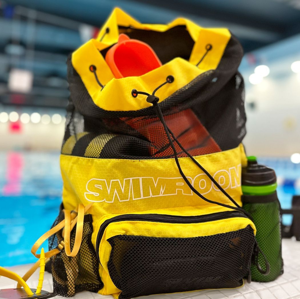 Сетчатый мешок - рюкзак для спорта и пляжного отдыха SwimRoom "Mesh Backpack 2.0", цвет желтый  #1