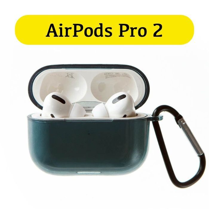 Чехол для AirPods Pro 2 с карабином, черный полупрозрачный #1