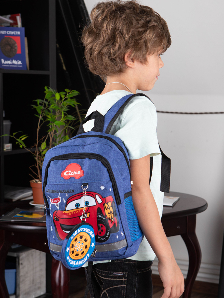 Рюкзак для мальчика Disney Тачки с "Молнией Маккуин", дошкольный ранец для первоклассника, синий  #1