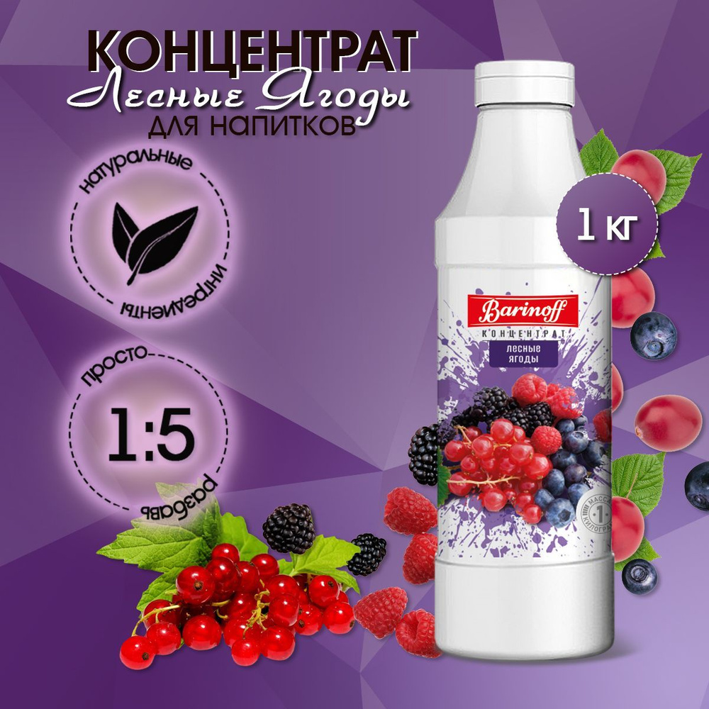 Концентрат для напитков (основа) Barinoff Лесные ягоды, 1 кг #1