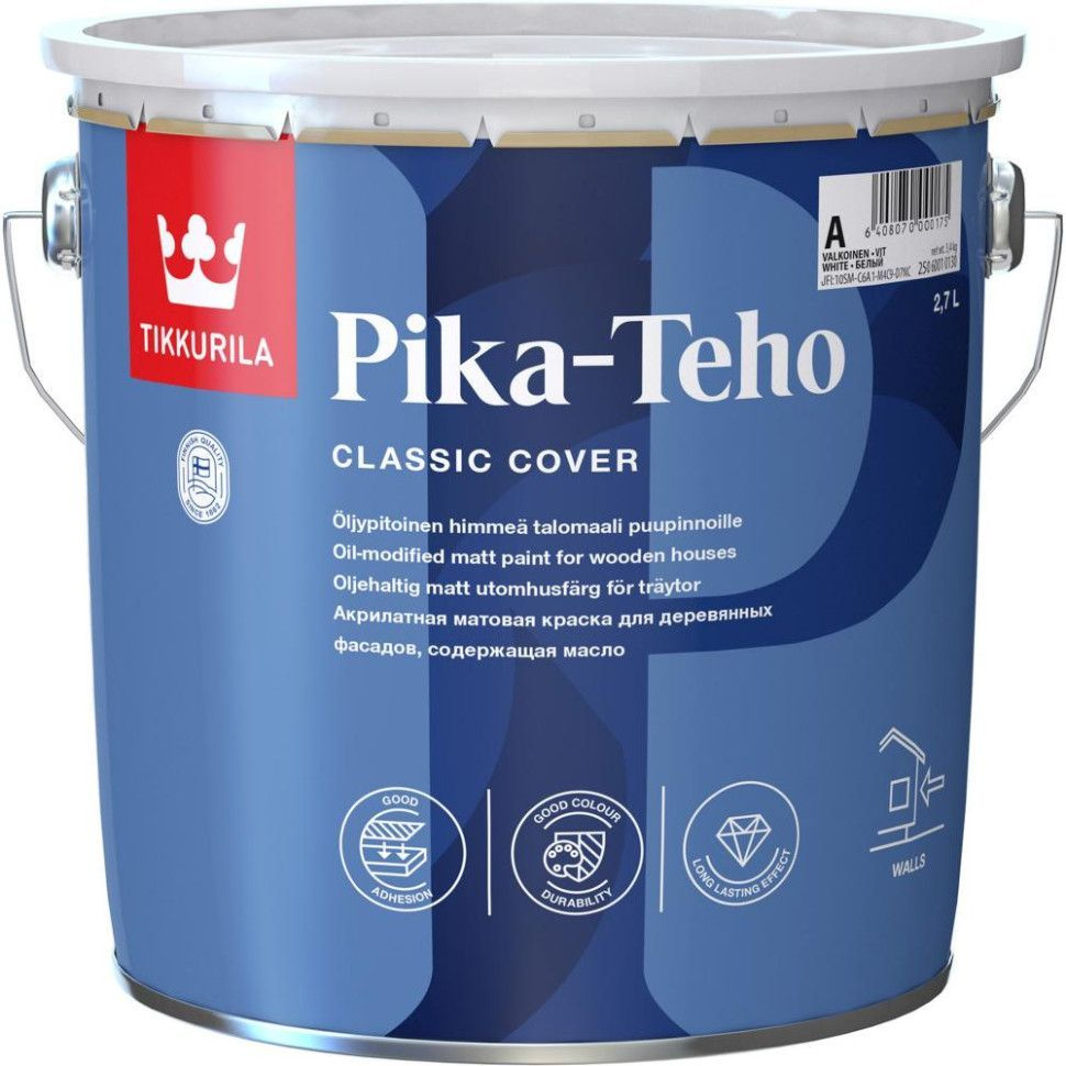 Краска Tikkurila pika teho_A Гладкая, Акрилатная, Матовое покрытие, белый -  купить в интернет-магазине OZON по выгодной цене (663960443)