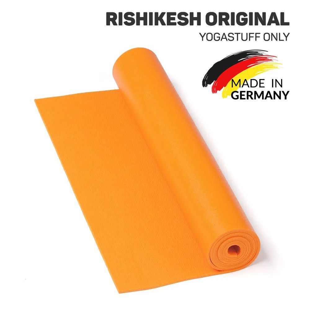 Коврик для йоги Rishikesh Premium, оранжевый 183*60 см, прочный, нескользящий из Германии  #1