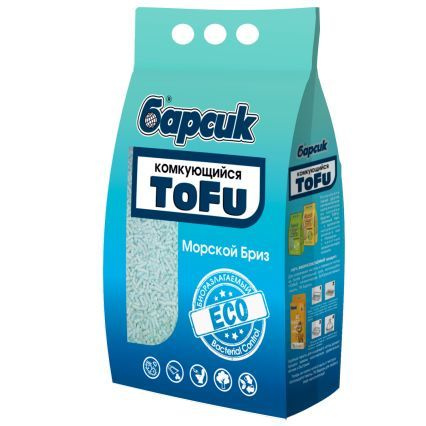 Наполнитель растительный для кошачьего туалета Барсик TOFU Морской бриз 4.54 л  #1