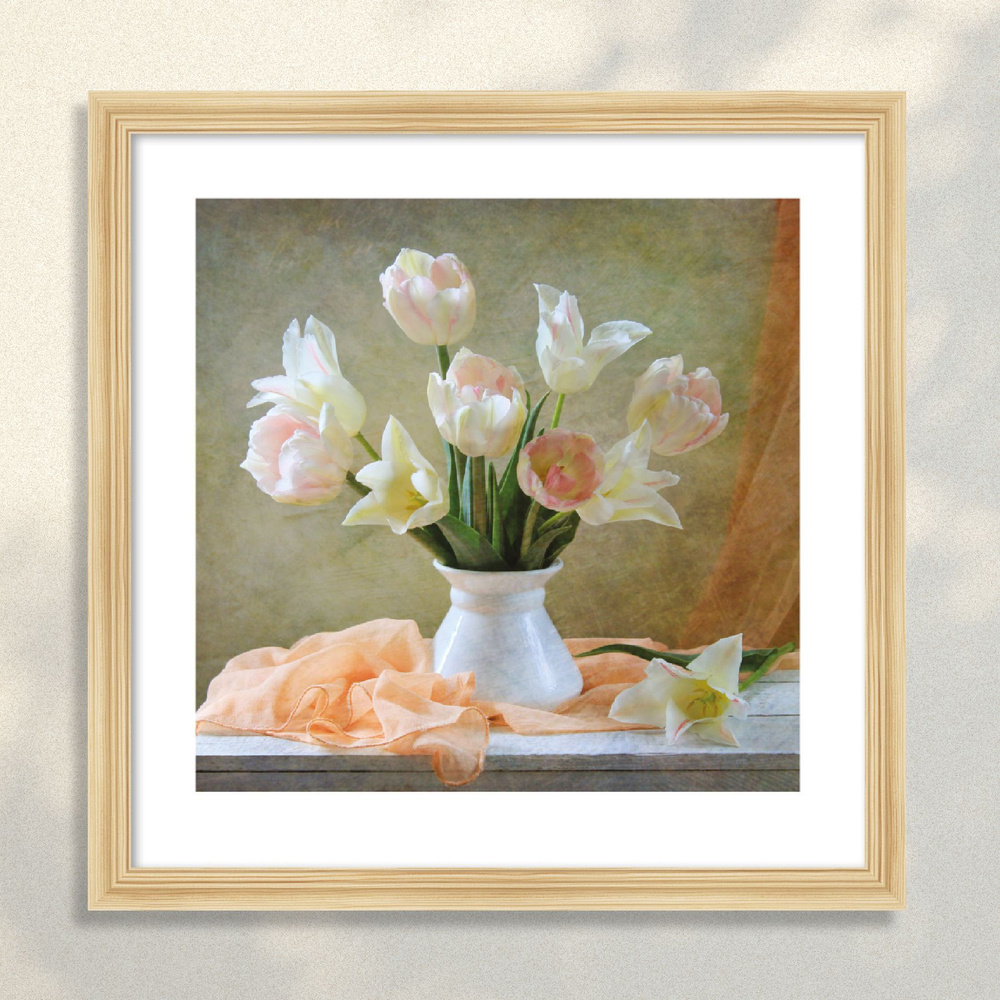 Картина в раме Postermarket "Тюльпаны в вазе", 40 х 40 см #1