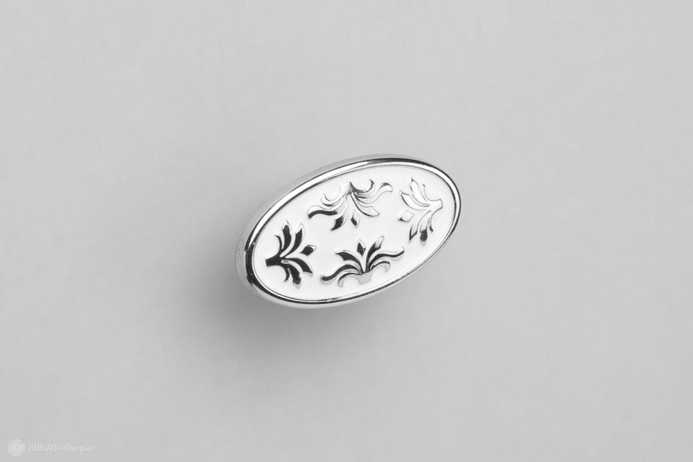 Pandora мебельная ручка-кнопка большая никель глянцевый с белой эмалью, 5 шт  #1