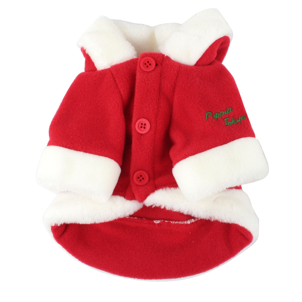 Куртка для собак с капюшоном новогодняя PUPPIA "Santa", красная, 3L, 48см (Южная Корея)  #1
