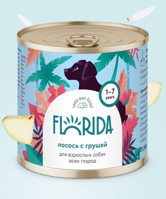 Florida (Флорида) консервы для собак "Лосось с грушей", 2 шт по 400г  #1