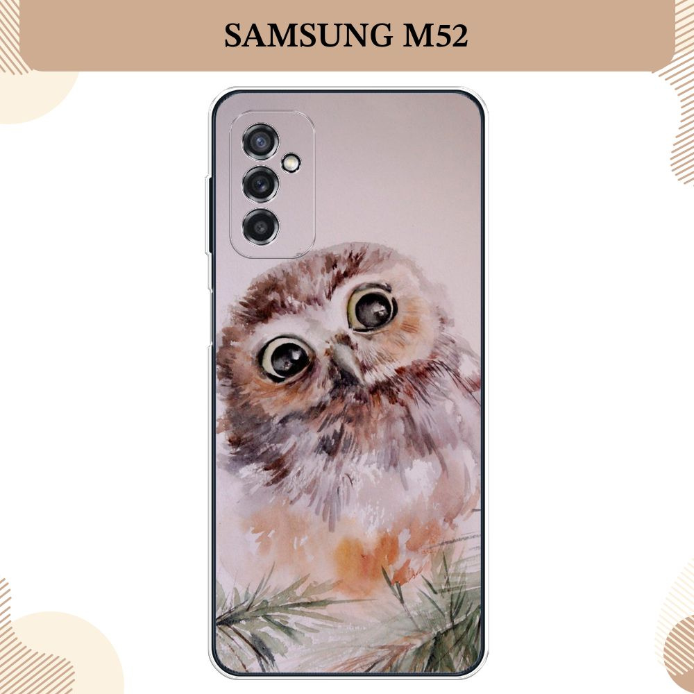 Силиконовый чехол на Samsung Galaxy M52 / Самсунг М52 Сова на розовом  #1