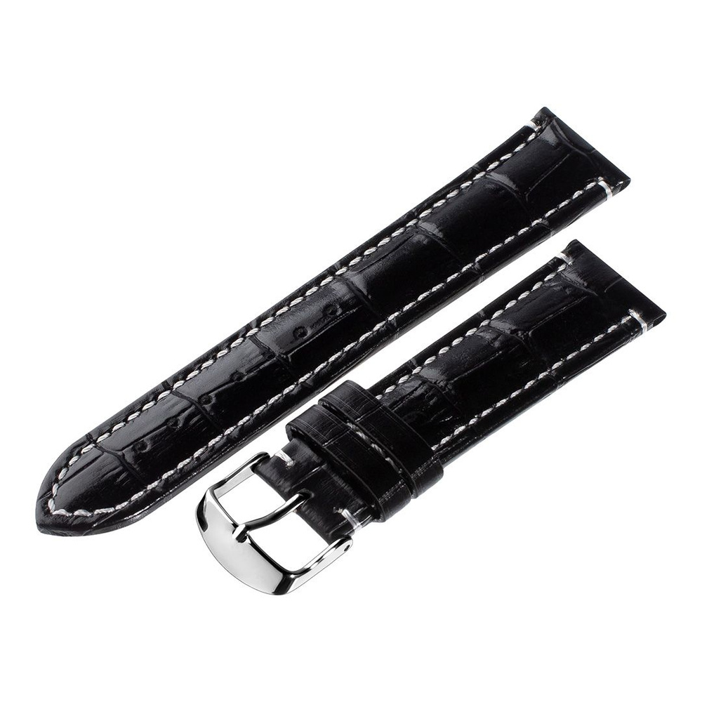 Ремешок для часов кожаный Hightone, ширина 22 мм, черный #1