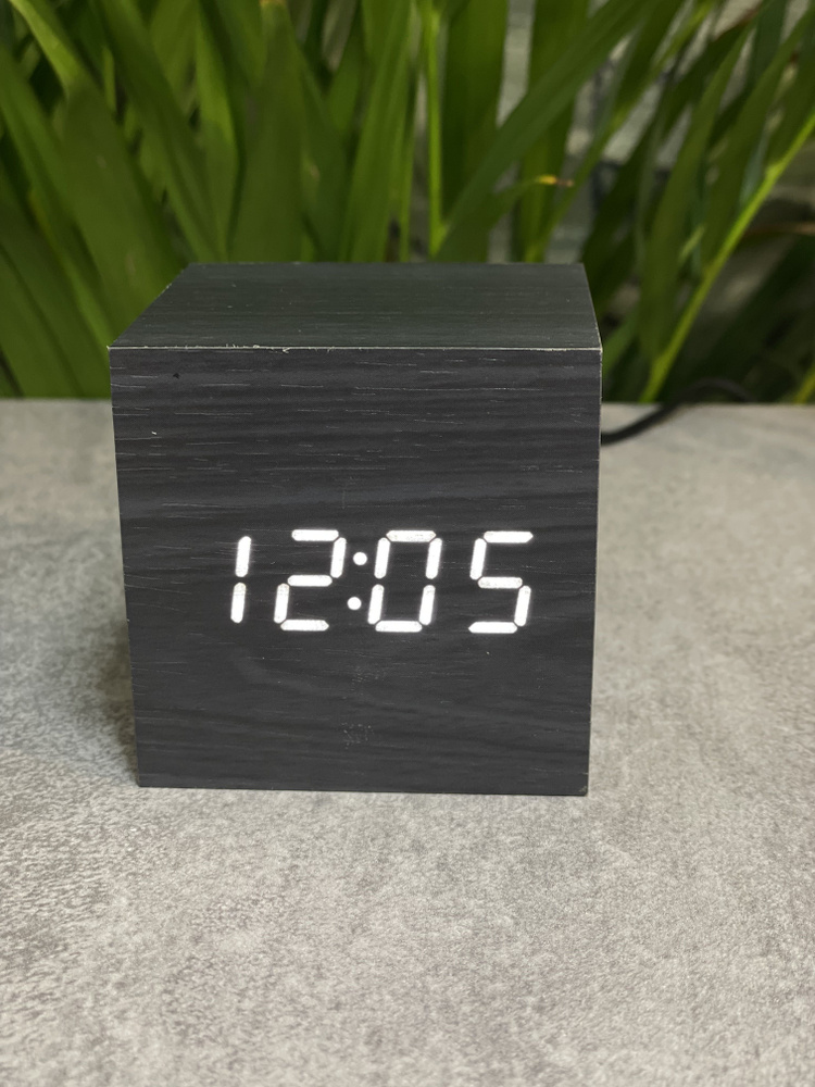 Настольные электронные деревянные часы, мини кубик #1