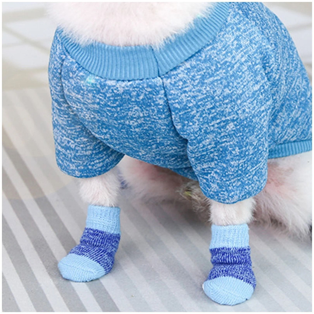 Носки для кошек и собак, голубые с полосками, размер M #1