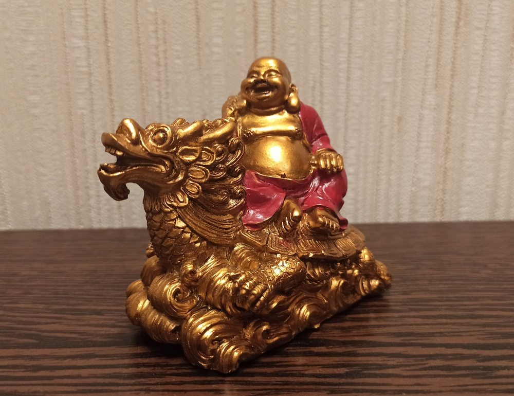 Статуэтка "Золотой Будда на дракончике", высота 8см #1