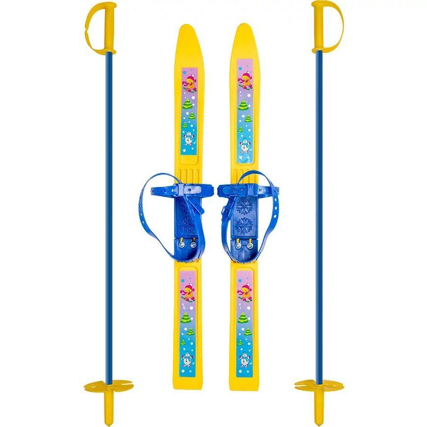 Мини-лыжи ЦИКЛ Олимпик-спорт МИШКИ с палками длина 65см / лыжный комплект детский  #1