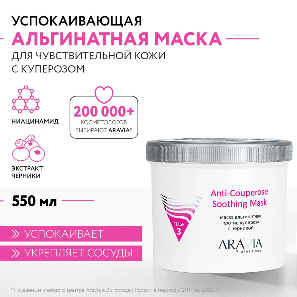 ARAVIA Professional Альгинатная маска против купероза с ниацинамидом и черникой Anti-Couperose Soothing #1