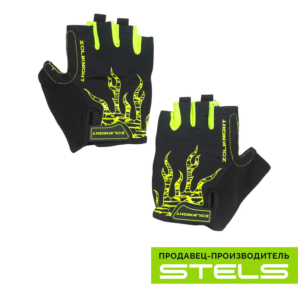Перчатки для велосипеда STELS ZL2313 черно-зелёные, размер S #1