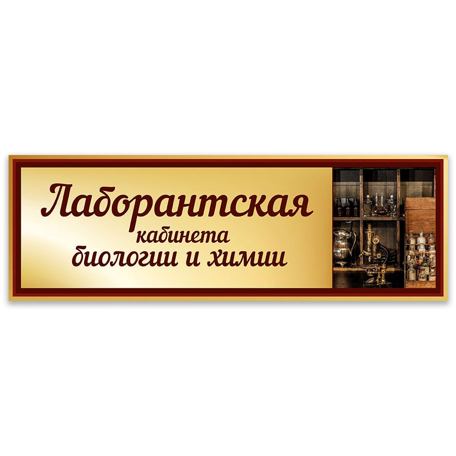 Табличка, Дом стендов, Лаборантская кабинета химии и биологии, 30 см х 10 см, в школу, на дверь  #1