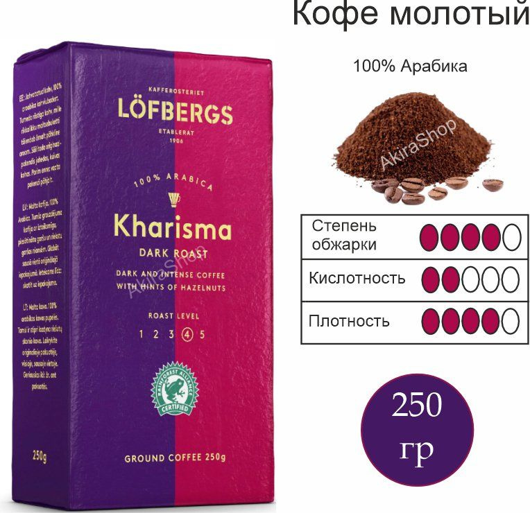 Кофе молотый Арабика 100%, Lofbergs Kharisma (Харизма), 250 гр. Швеция  #1