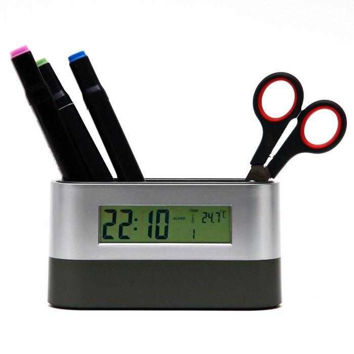 Часы Будильник-органайзер настольные электронные: будильник, термометр, календарь, 15.1 х 4.7 см  #1