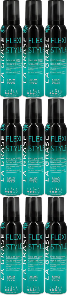 Мусс для укладки волос La Grase Flexi Style, комплект: 9 упаковок по 150 мл  #1