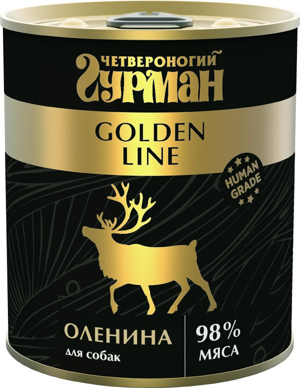 Корм консервированный для собак Четвероногий гурман "Golden line Оленина", 6шт х 340 г  #1