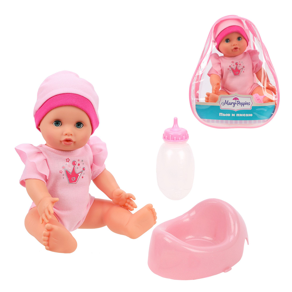 Кукла пупс малышка Пью и писаю: горшок для куклы, бутылочка в комплекте  #1