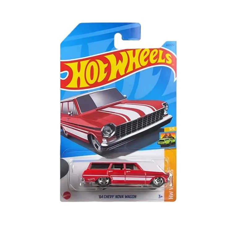 HKH70 Машинка металлическая игрушка Hot Wheels коллекционная модель 64 Chevy Nova Wagon красный  #1